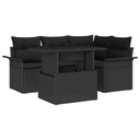 vidaXL Tuinbank Set met kussen met opslag 5 pcs Zwart Poly rattan
