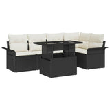 vidaXL Tuinbank Set met kussen met opslag 6 pcs Zwart Poly rattan