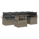 vidaXL Tuinbank Set met kussen met opslag 6 pcs Zwart Poly rattan