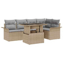 vidaXL Tuinbank Set met kussen met opslag 6 pcs Zwart Poly rattan