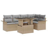 vidaXL Tuinbank Set met kussen met opslag 6 pcs Zwart Poly rattan