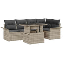 vidaXL Tuinbank Set met kussen met opslag 6 pcs Zwart Poly rattan