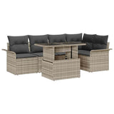 vidaXL Tuinbank Set met kussen met opslag 6 pcs Zwart Poly rattan