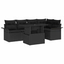 vidaXL Tuinbank Set met kussen met opslag 6 pcs Zwart Poly rattan