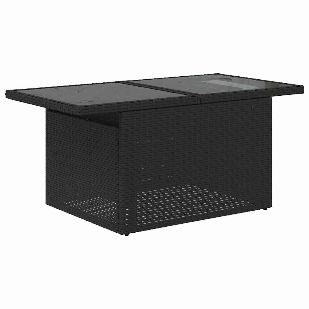 vidaXL Tuinbank Set met kussen met opslag 7 pcs Zwart Poly rattan