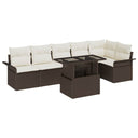 vidaXL Tuinbank Set met kussen met opslag 7 pcs Zwart Poly rattan