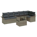 vidaXL Tuinbank Set met kussen met opslag 7 pcs Zwart Poly rattan