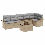 vidaXL Tuinbank Set met kussen met opslag 7 pcs Zwart Poly rattan
