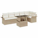 vidaXL Tuinbank Set met kussen met opslag 7 pcs Zwart Poly rattan