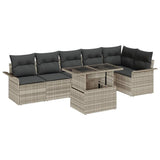 vidaXL Tuinbank Set met kussen met opslag 7 pcs Zwart Poly rattan