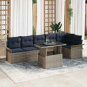 vidaXL Tuinbank Set met kussen met opslag 7 pcs Bruin Poly rattan