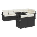 vidaXL Tuinbank Set met kussen met opslag 9 pcs Zwart Poly rattan