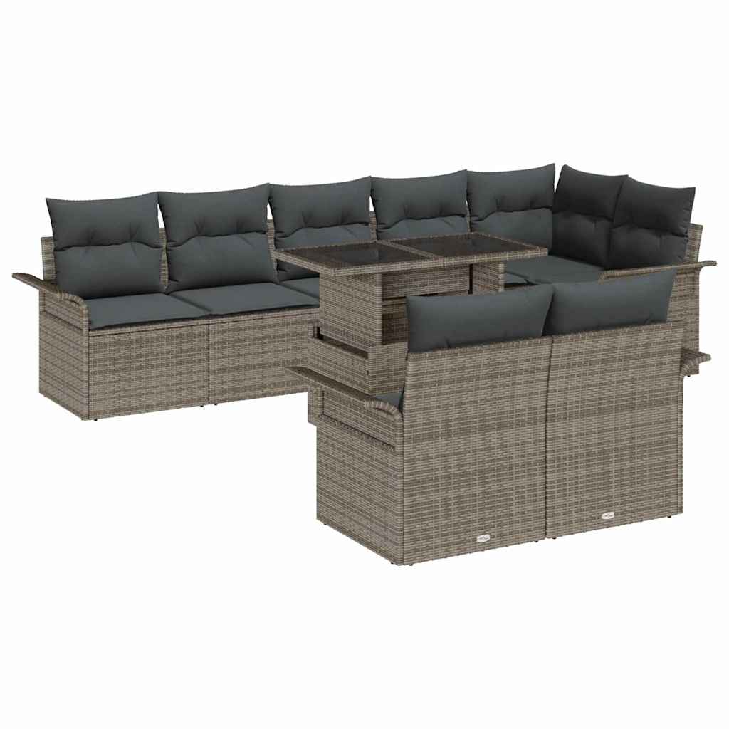 vidaXL Tuinbank Set met kussen met opslag 9 pcs Zwart Poly rattan