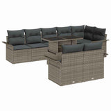 vidaXL Tuinbank Set met kussen met opslag 9 pcs Zwart Poly rattan