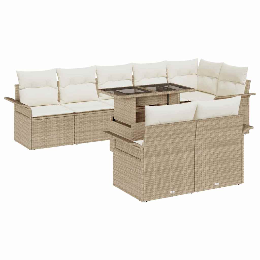 vidaXL Tuinbank Set met kussen met opslag 9 pcs Zwart Poly rattan