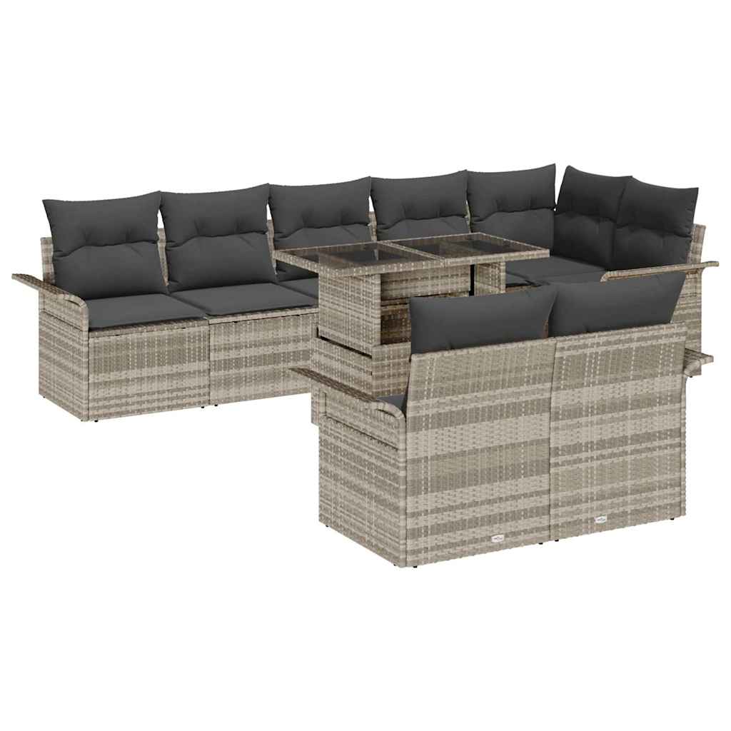 vidaXL Tuinbank Set met kussen met opslag 9 pcs Zwart Poly rattan