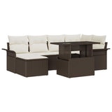 vidaXL Tuinbank Set met kussen met opslag 7 pcs Zwart Poly rattan