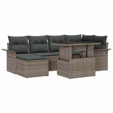 vidaXL Tuinbank Set met kussen met opslag 7 pcs Zwart Poly rattan
