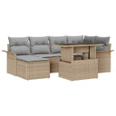 vidaXL Tuinbank Set met kussen met opslag 7 pcs Zwart Poly rattan