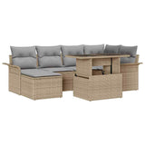 vidaXL Tuinbank Set met kussen met opslag 7 pcs Zwart Poly rattan