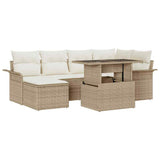 vidaXL Tuinbank Set met kussen met opslag 7 pcs Zwart Poly rattan