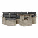 vidaXL Tuinbank Set met kussen met opslag 7 pcs Zwart Poly rattan