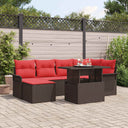 vidaXL Tuinbank Set met kussen met opslag 7 pcs Bruin Poly Riet