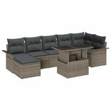 vidaXL Tuinbank Set met kussen met opslag 8 pcs Zwart Poly rattan