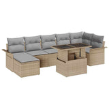 vidaXL Tuinbank Set met kussen met opslag 8 pcs Zwart Poly rattan