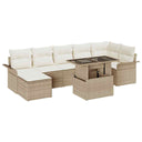 vidaXL Tuinbank Set met kussen met opslag 8 pcs Zwart Poly rattan