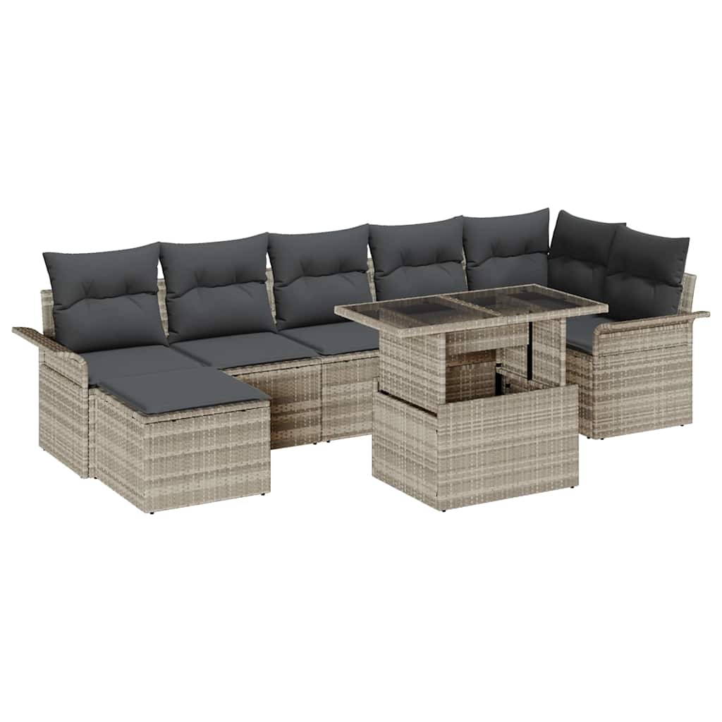 vidaXL Tuinbank Set met kussen met opslag 8 pcs Zwart Poly rattan