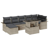 vidaXL Tuinbank Set met kussen met opslag 8 pcs Zwart Poly rattan