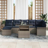 vidaXL Tuinbank Set met kussen met opslag 8 pcs Bruin Poly Riet
