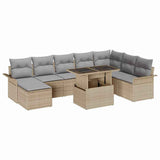 vidaXL Tuinbank Set met kussen met opslag 9 pcs Zwart en Crème