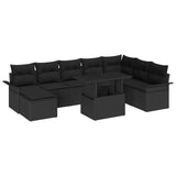 vidaXL Tuinbank Set met kussen met opslag 9 pcs Zwart en Crème