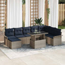 vidaXL Garden Sofa Set with Cushions 9 pcs Brown Poly Rattan