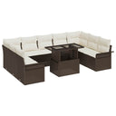 vidaXL Garden Sofa Set with Cushions 10 pcs Black Poly Rattan