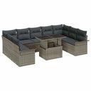 vidaXL Garden Sofa Set with Cushions 10 pcs Black Poly Rattan