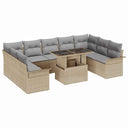 vidaXL Garden Sofa Set with Cushions 10 pcs Black Poly Rattan