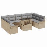 vidaXL Garden Sofa Set with Cushions 10 pcs Black Poly Rattan