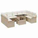 vidaXL Garden Sofa Set with Cushions 10 pcs Black Poly Rattan