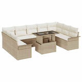 vidaXL Garden Sofa Set with Cushions 10 pcs Black Poly Rattan