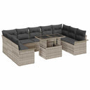 vidaXL Garden Sofa Set with Cushions 10 pcs Black Poly Rattan