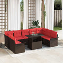 vidaXL Tuinbank Set met kussen met kussen 10 pcs Bruin Poly Riet