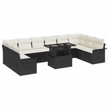 vidaXL Tuinbank Set met kussen met kussen 11 pcs Zwart Poly Riet