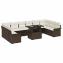 vidaXL Tuinbank Set met kussen met kussen 11 pcs Zwart Poly Riet