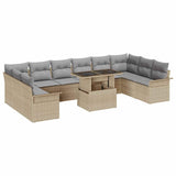 vidaXL Tuinbank Set met kussen met kussen 11 pcs Zwart Poly Riet