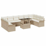 vidaXL Tuinbank Set met kussen met kussen 11 pcs Zwart Poly Riet