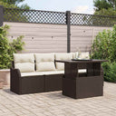 vidaXL Tuinbank Set met kussen met opslag 5 pcs Zwart Poly Riet