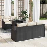 vidaXL Garden Sofa Set with Cushions 6 pcs Black Poly Rattan